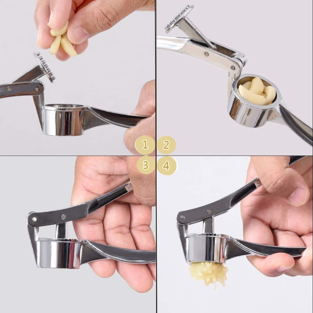 Silver Stainless Steel Finish ZInk Garlic Crusher, For Kitchen img