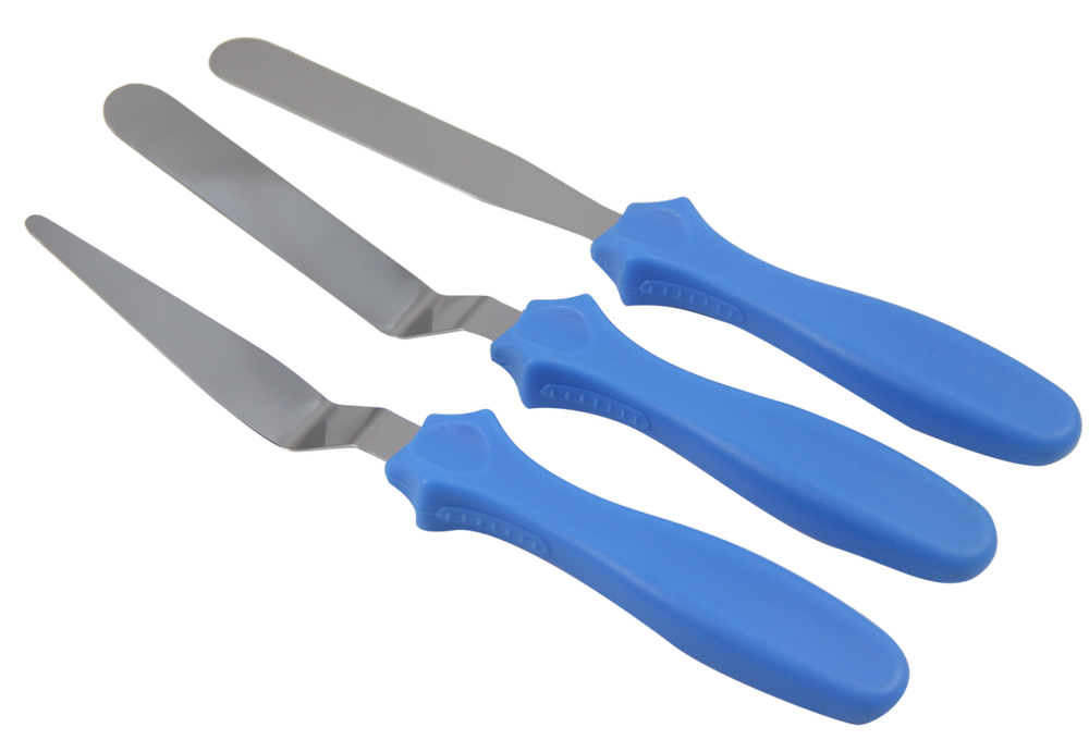 blue Stainless Steel Finedecor 3-piece Spatula Set, For Icing