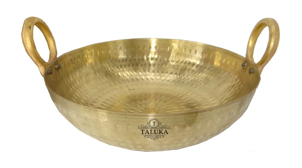 Taluka Gold Brass Serving Kadai Wok Kadhai, Size: 10 X 3 Inch, For Cooking