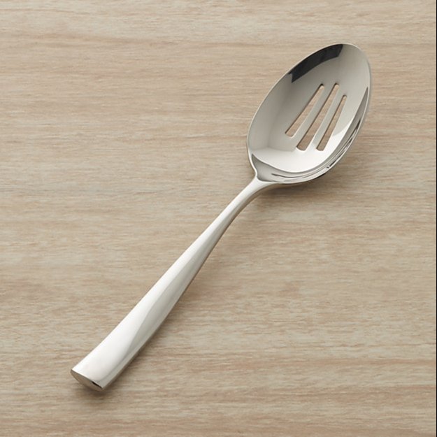Silver Stainless Steel Slotted Spoon, Packaging Type: Box