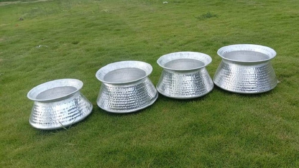 Silver Aluminium Biryani Cooking Pot, For Anywhere, Size: 14 - 32