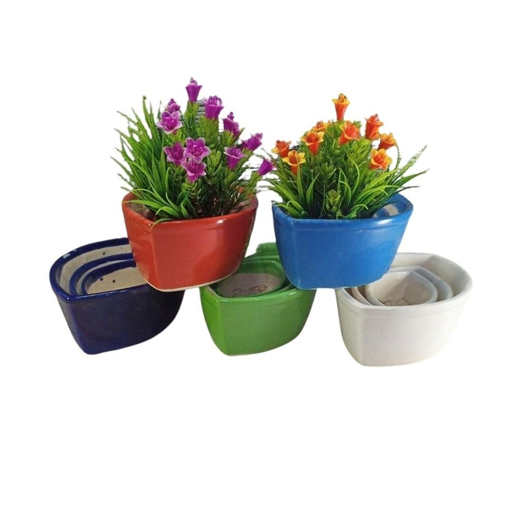 Multicolor Ceramic Small Boat Tableware Pot 3pcs Set