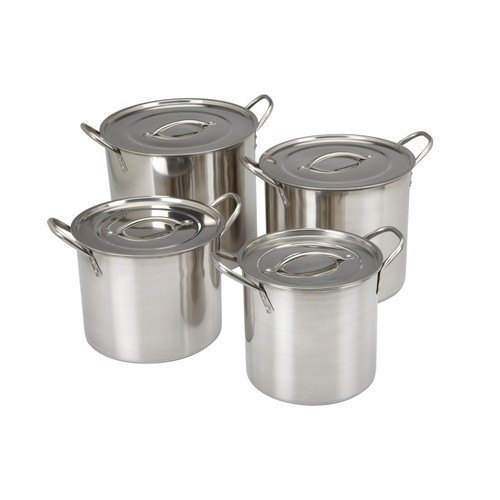 5 Bowls With Lid Silver Stainless Steel Stock Pot Set, For Kitchen