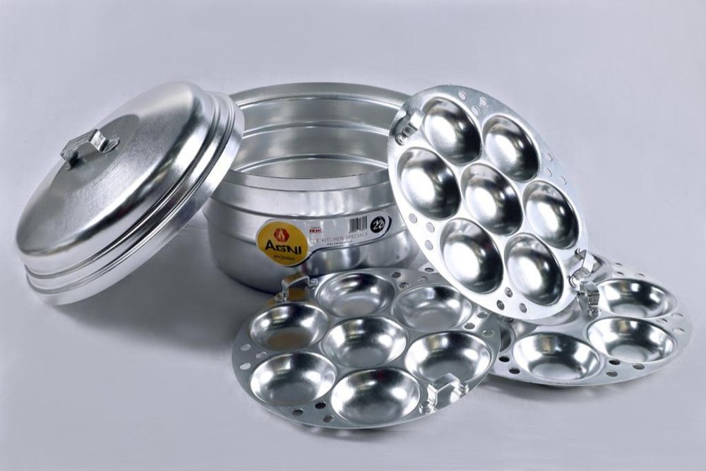 Silver Aluminium Anodized Aluminum Idly Pot, For Hotel and Home img