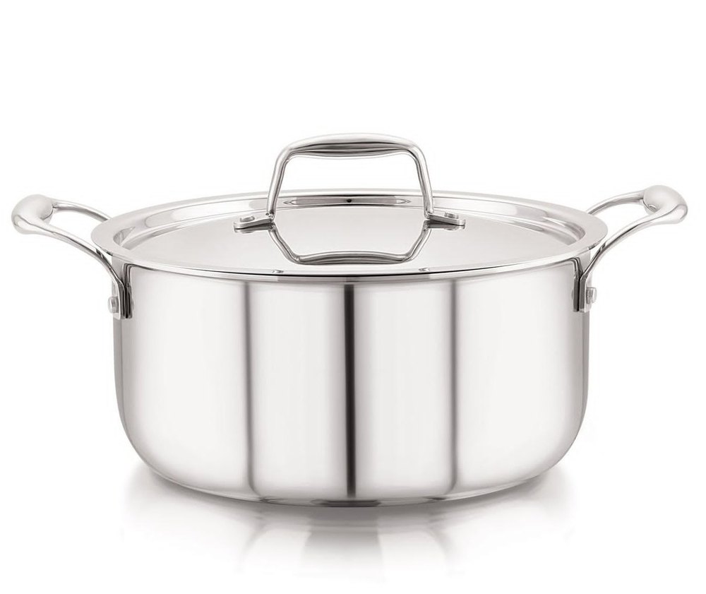 Saucepot With Lid Round Stainless Steel Saucepan, Size: 24cm, Capacity: 1.10 Litre