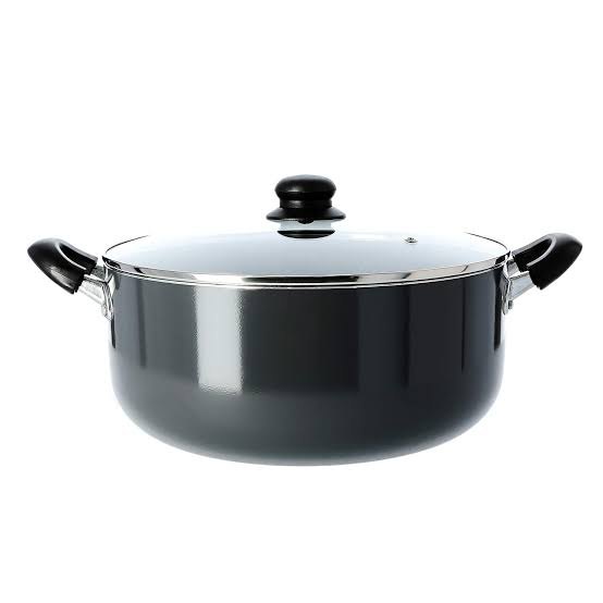 6 Pieces Set Polished and black Aluminium Stock Pot, For Kitchen, Size: 10-15
