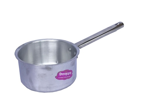 KITCHEN KHAZANA Silver Sauce Pan Steel Pipe Handle, Round, Capacity: 500 ML To 2ltr img