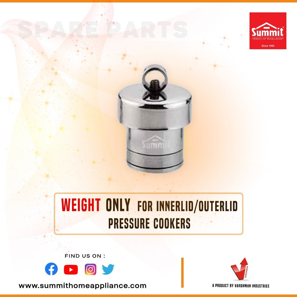 Silver Stainless Steel Summit Pressure Cooker Weight Only, Size: 90g