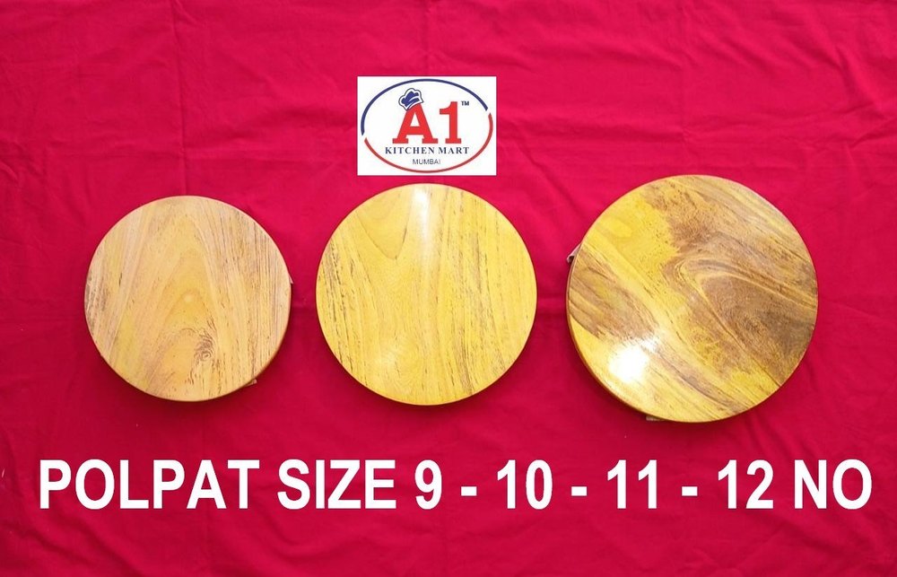 YELLOW Wooden Polpat, For Making Roti, Size: 9-10-11-12