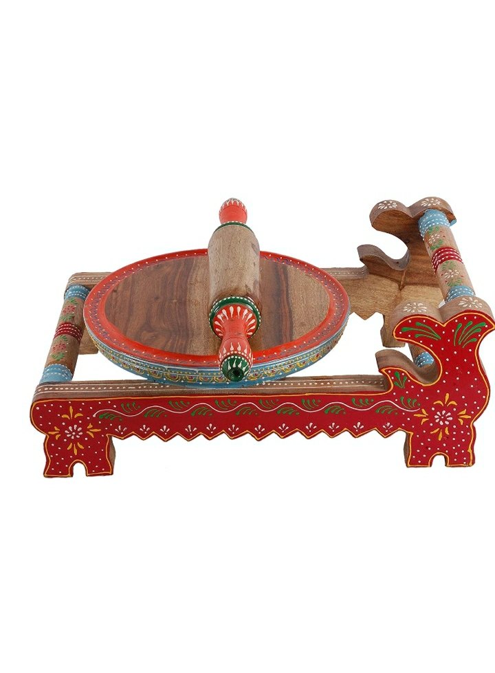 Red Wooden Printed Chakla Belan, For Kitchen, Hotel, Size: 46*26*20cm