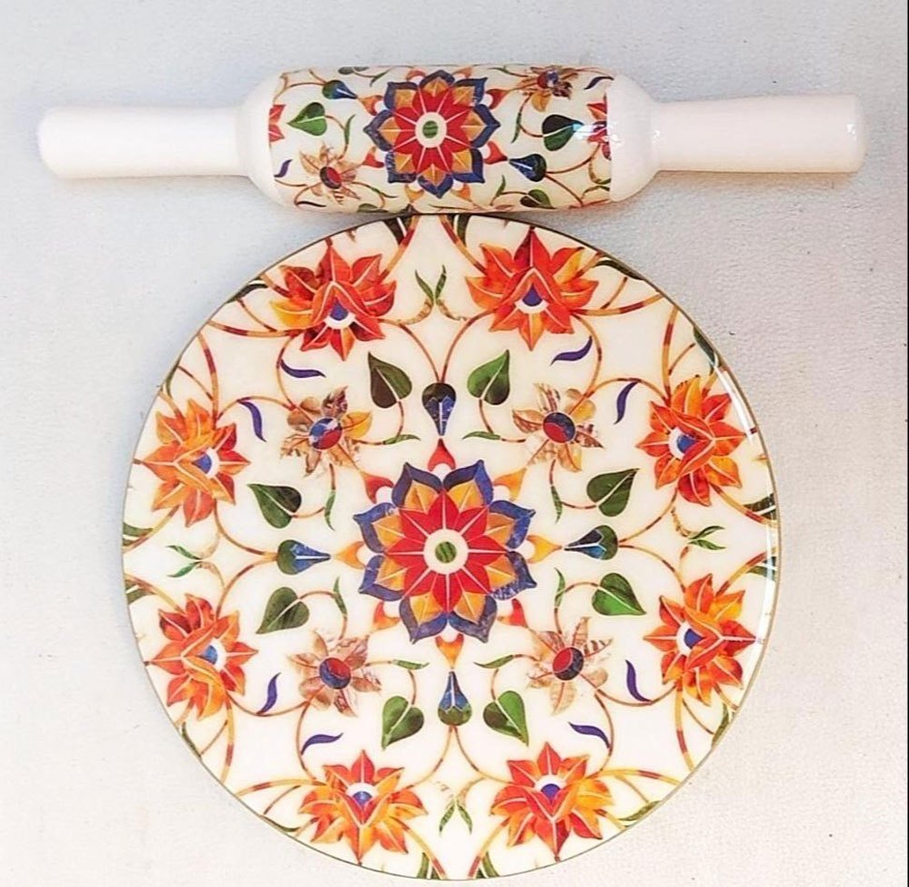 Printed Marble Chakla Belan Set, For Chapati Rolling, Size: 10inch