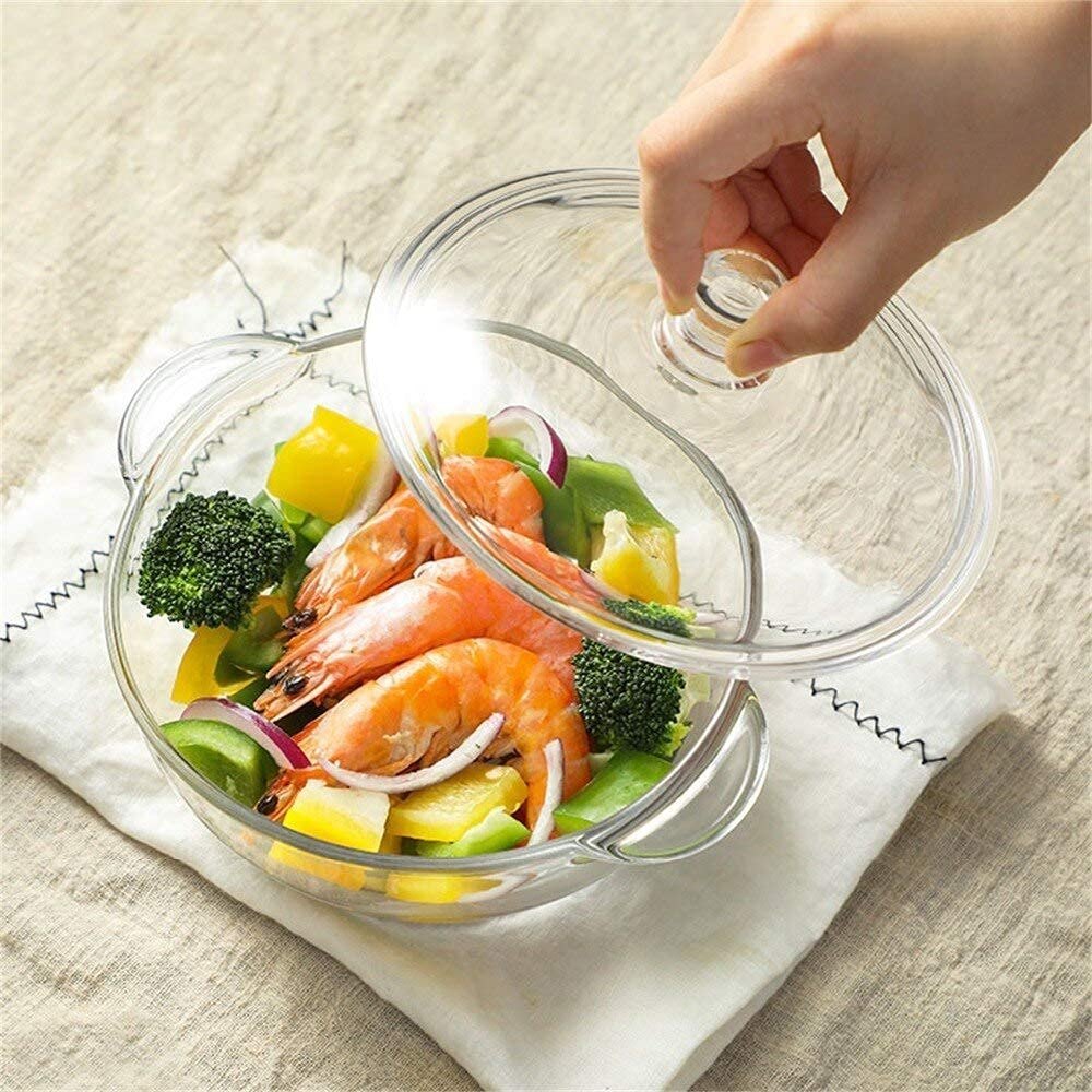 Round Glass Casserole Oven and Microwave Safe Serving Bowl 750 ML 1 PIS