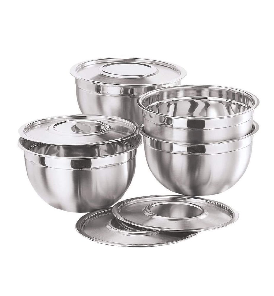 Silver Stainless Steel Mixing Bowl, For Home