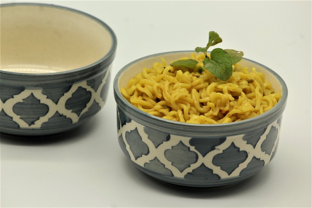 Ceramic Round Noodle Bowl Set-GRAY, For Home