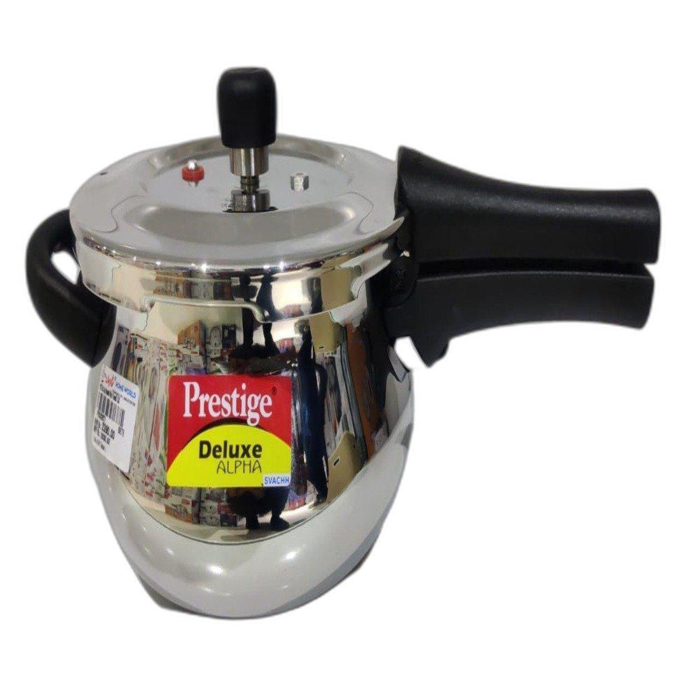 Round Inner Lid 2 Litre Delux Alpha Stainless Steel Pressure Cooker, For Cooking, Size: 15 X 9.5 X 6.5 Inch(lxhxw)