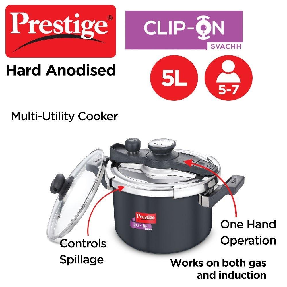 Hard Anodized Svachh Clip-on 5 Litre Pressure cooker
