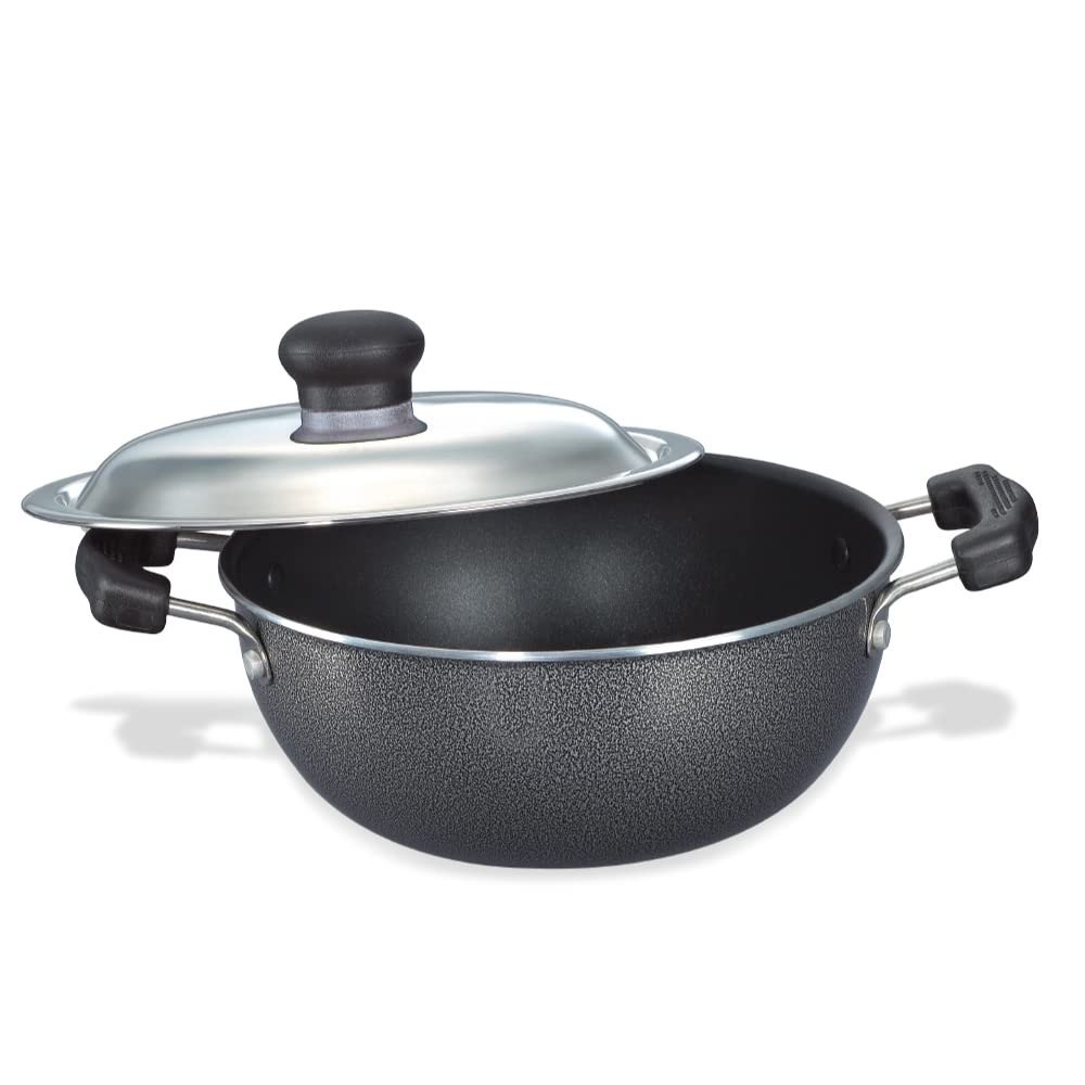 Aluminium Polished Prestige Flat Base Kadai Lid Set, Model Name/Number: Omega, Size: 3L img