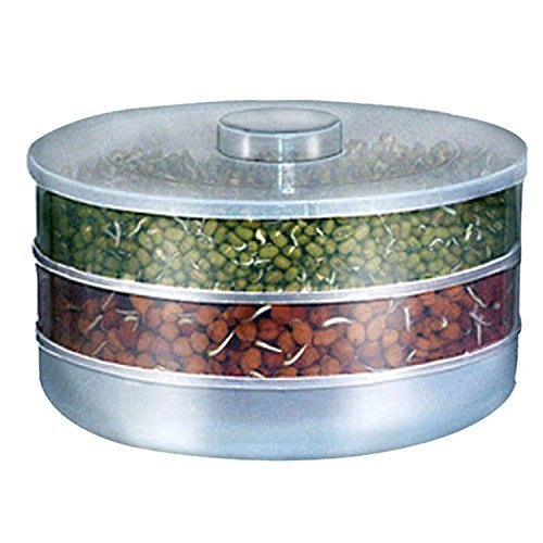 Plastic Sprout Maker with 3 Compartments, 3 Cups(Transparent), Round