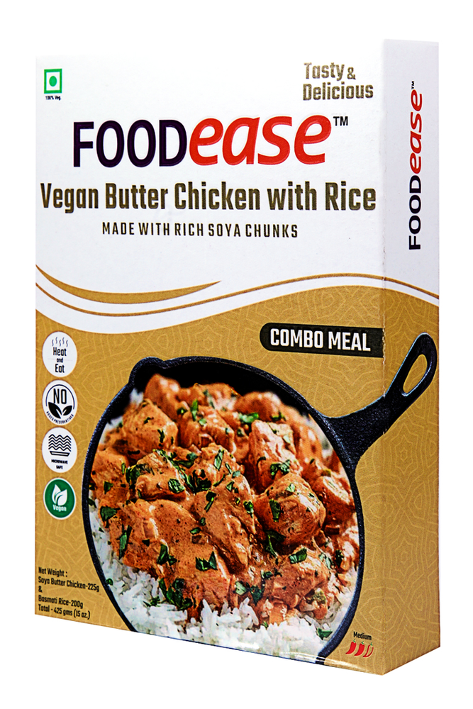 Vegan Mock meat based butter chicken with Rice