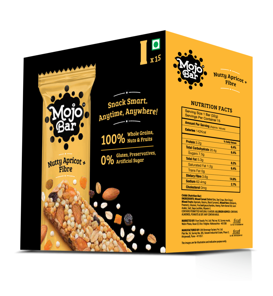 MojoBar - Nutty Apricot Fiber (15 Pack) Snack Bar, 480g