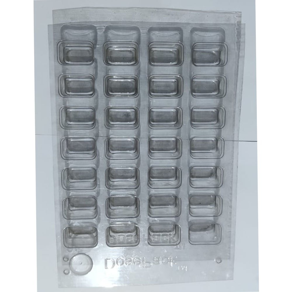 PVC Rectanglular Blister Medicine Packaging Tray, Thickness: 2mm