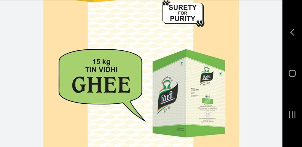 15kg Vidhi Buffalo Pure Desi Ghee, Tin