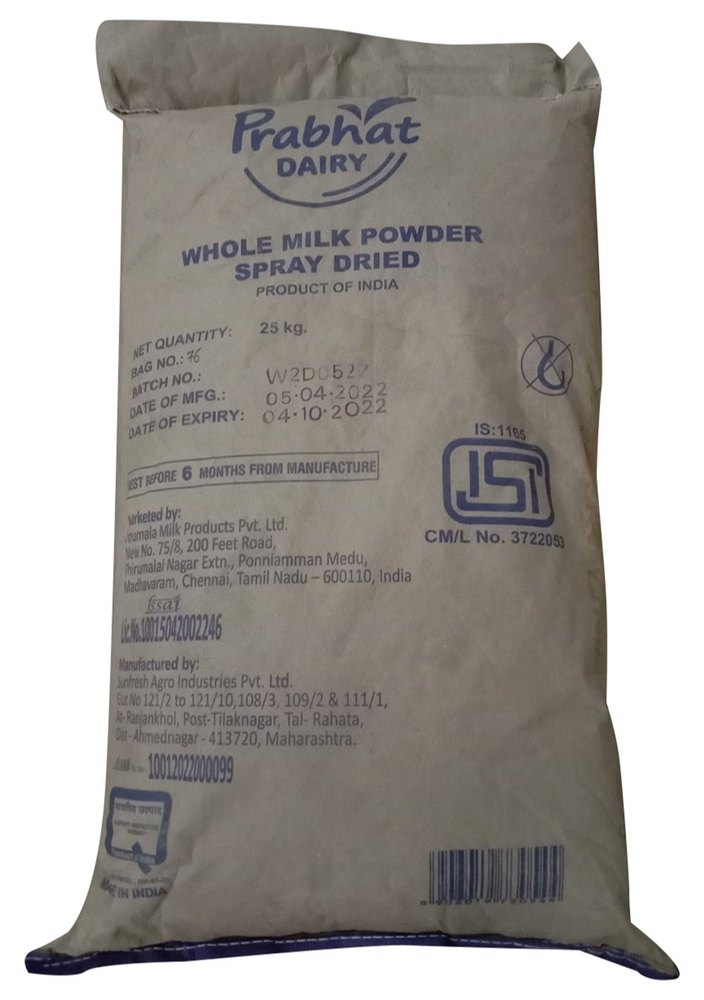 Prabhat Spray Dried Whole Milk Powder, 25kg, Packet