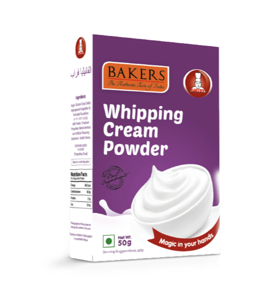 Box White Bakers Whipping Cream Powder, For Bakery, Packaging Size: 50g