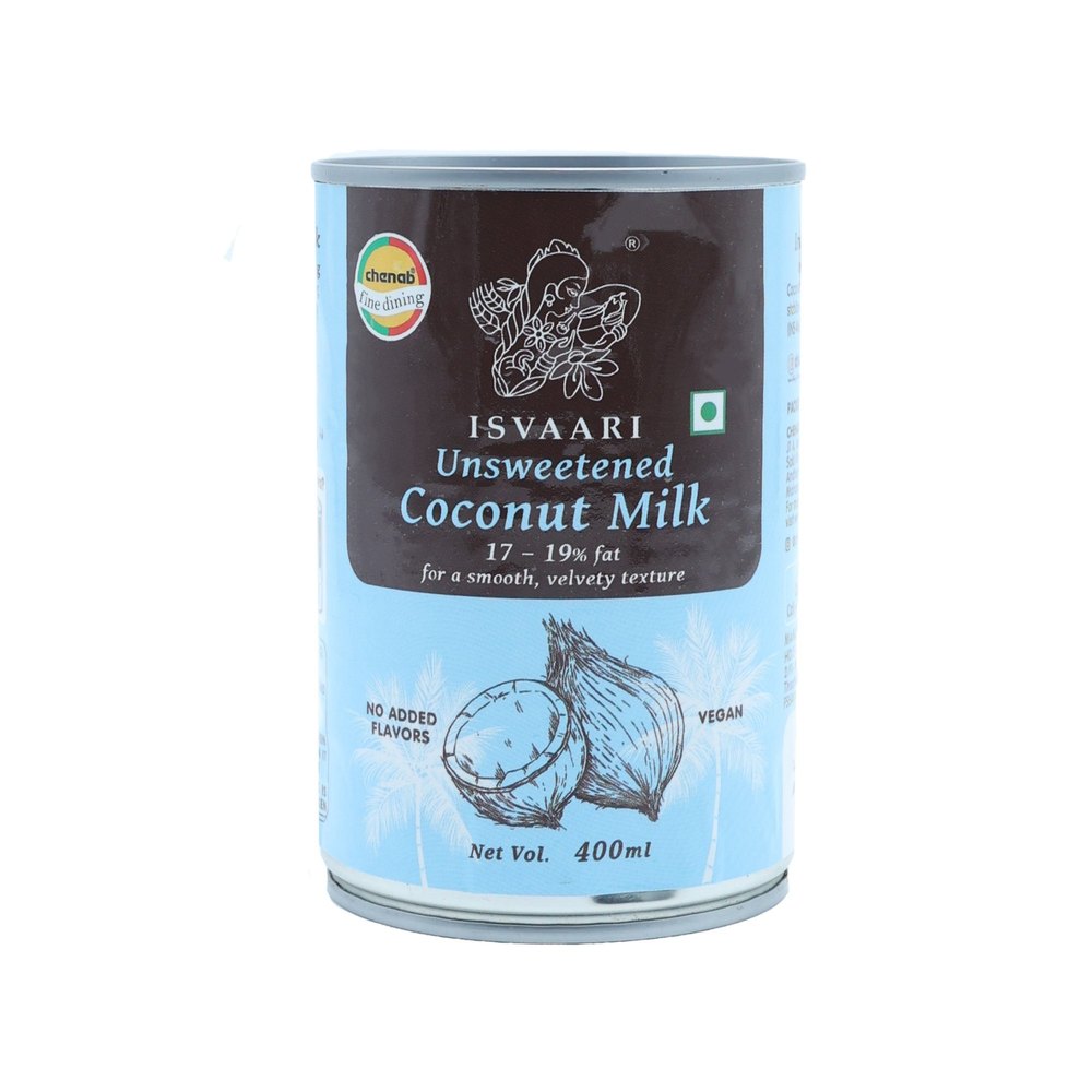 Isvaari Unsweetened Coconut Milk (17-19% Fat), 400g, Can