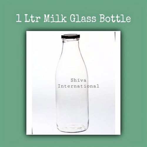 Twisted Cap Transparent 1000 Ml Milk Glass Bottle, Capacity: 1 Liter img
