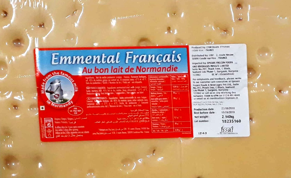 French Emmental Cheese, For Restaurant, Packaging Type: Packet