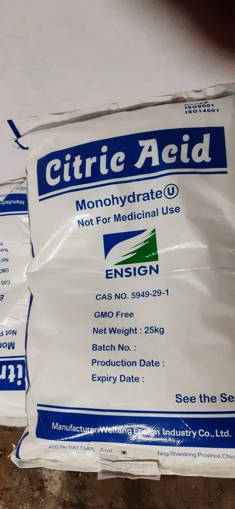 CITRIC ACID, For Textile, Food, Packaging Size: 25kg Bag