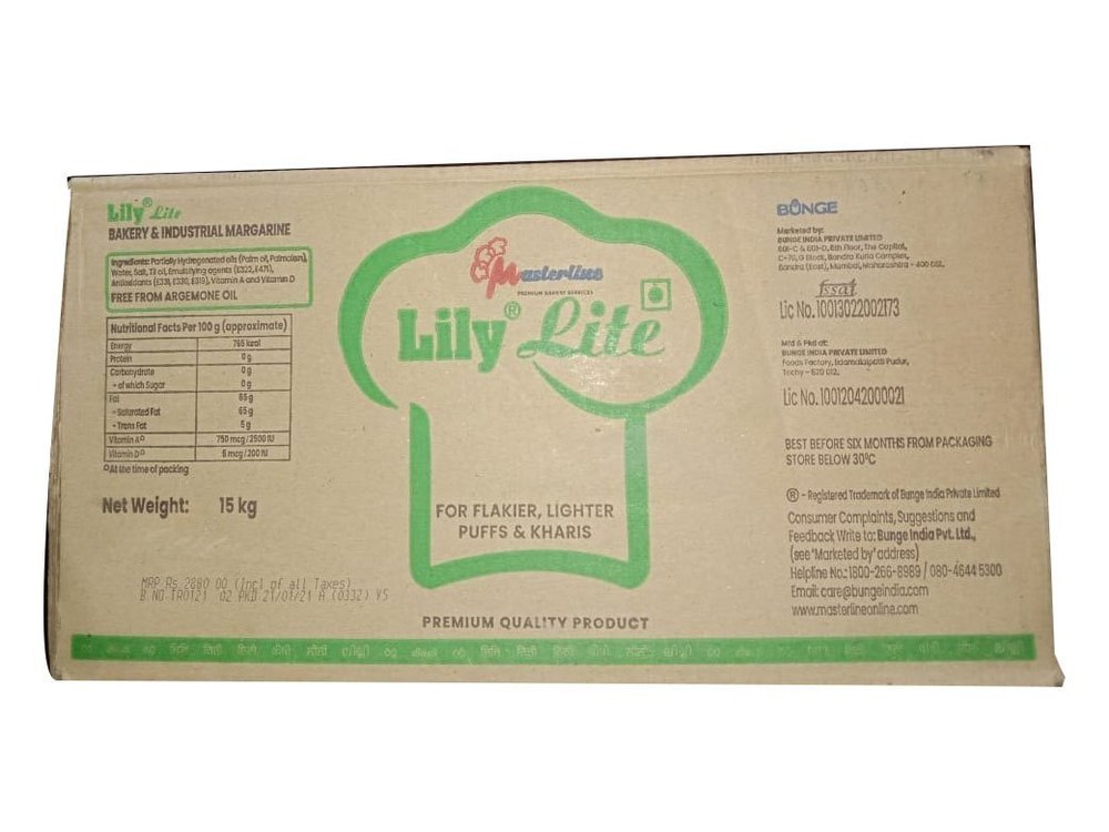 Masterline Lily Lite Margarin, Packaging Type: Carton, Packaging Size: 15 Kg