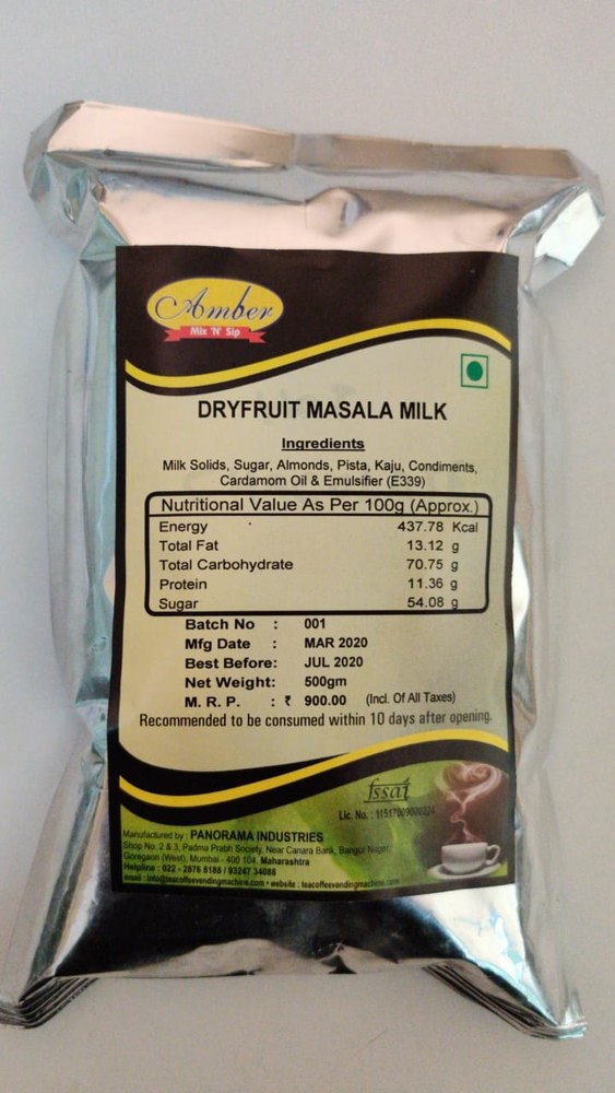 Amber Flavour: Kaju, Badam And Pista Dry Fruit Masala Milk Premix, Packaging Type: Box