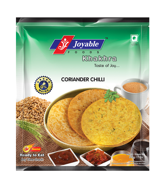 Joyable Rajkot Coriander Chilli Khakhra, Packaging Type: Vacuum Pack, Packaging Size: 180GM