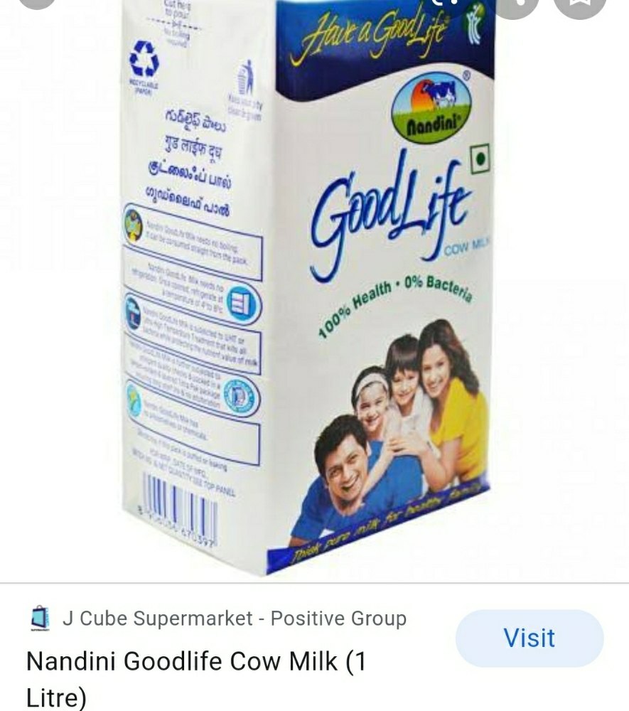 Nandini Goodlife Milk, Packaging Type: Tetra pack, Quantity Per Pack: 1 Ltr