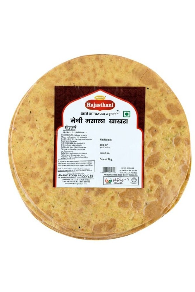 Rajasthani Bajri Methi Masala Khakhra, Packaging Type: Packet