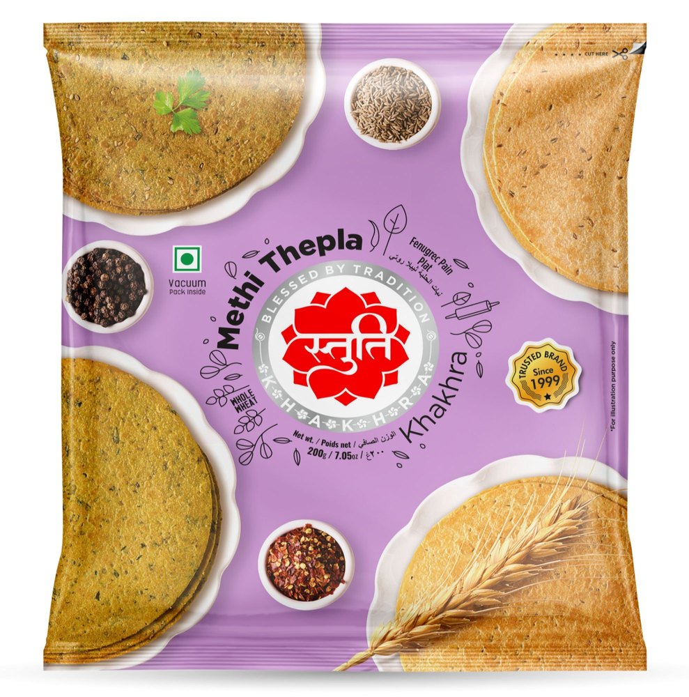 Pan India Whole Wheat Stuti Methi Thepla Khakhra, Packaging Type: Vaccum Pack, 5 Months From Packaging Date img