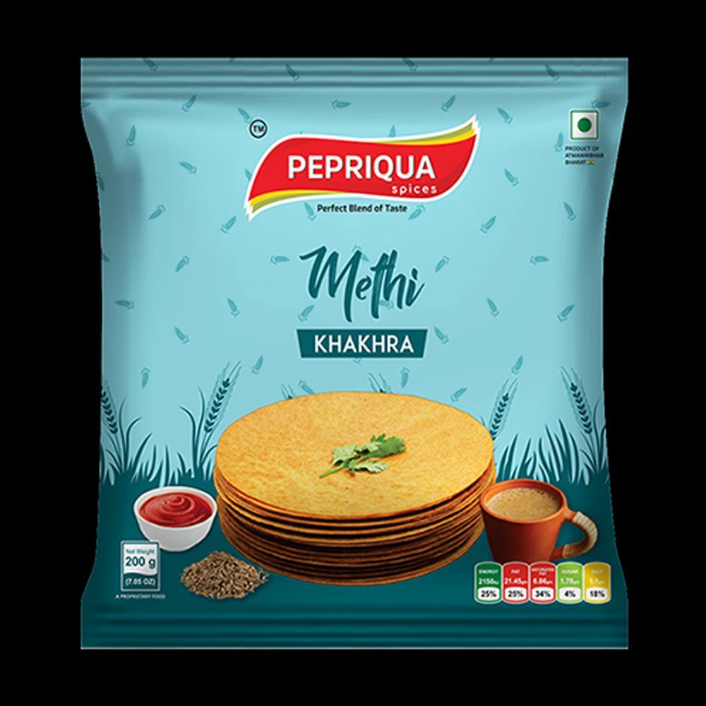 Pepriqua Round Methi Khakhra, Packaging Type: Packet, Packaging Size: 200gm img