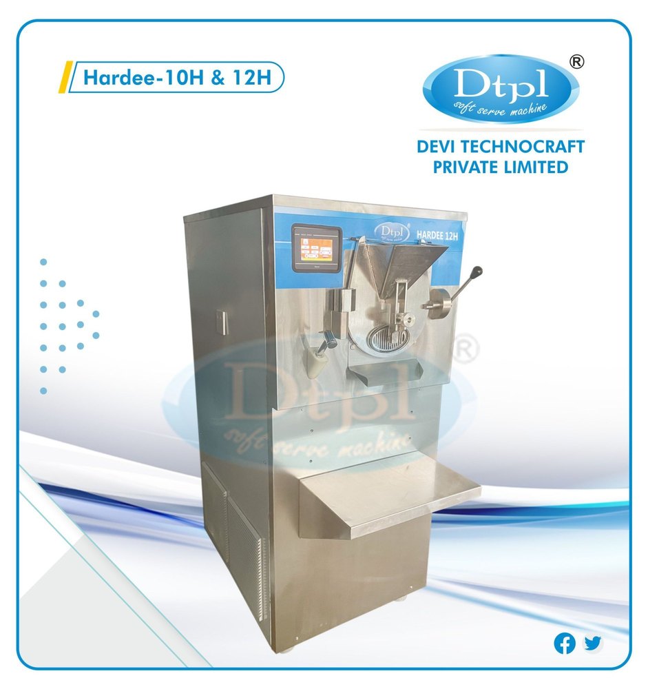 Stainless Steel Gelato & Natural Ice Cream Machines - Hardee 10 H, Hopper Capacity: 16 Liter