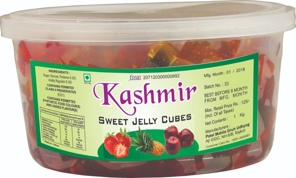 Kashmir Mix Fruit Jelly Cube, Packaging Type: Plastic Jar, Packaging Size: 1 kg