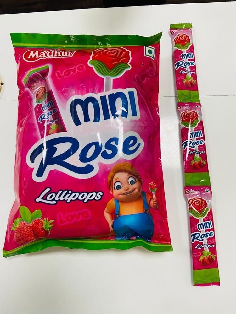 Madhur Red Mini Rose (Strawberry Flavour Lollipop), Packaging Type: Packet, Packaging Size: Medium