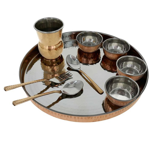 Traditional Indian Copper Dinner Set/Thali Set