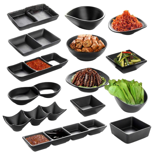 Black Round Melamine Crockery Set, For Restaurant img