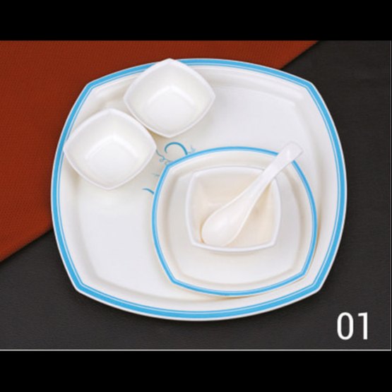 Plastic White Square Heavy Dish Set for Home, Size: 13 Inches