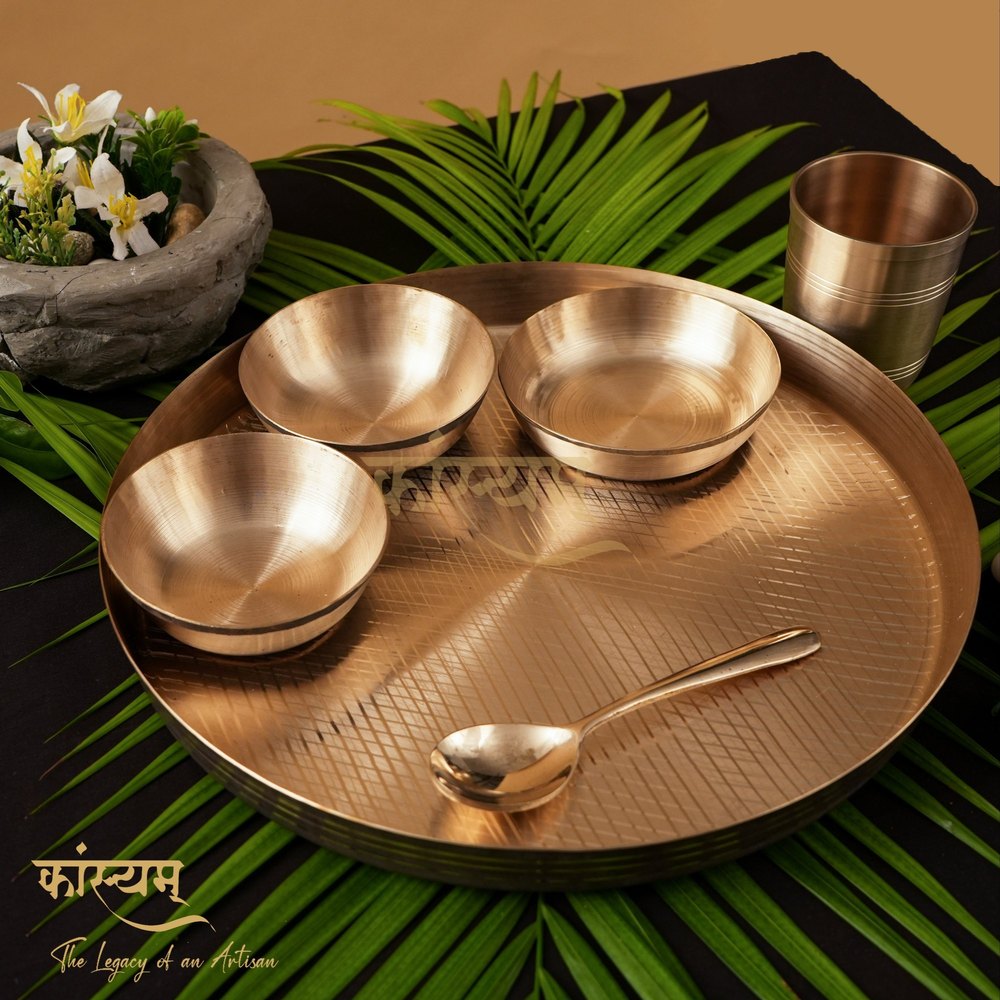 Kansyam gold 6 Piece Kansa Bronze Dinner Set, For Home