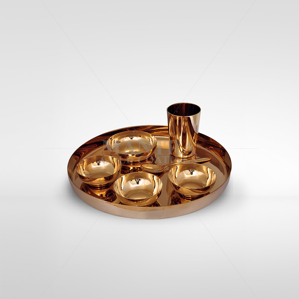 Mantra Silver And Copper Bronze Dinner Set
