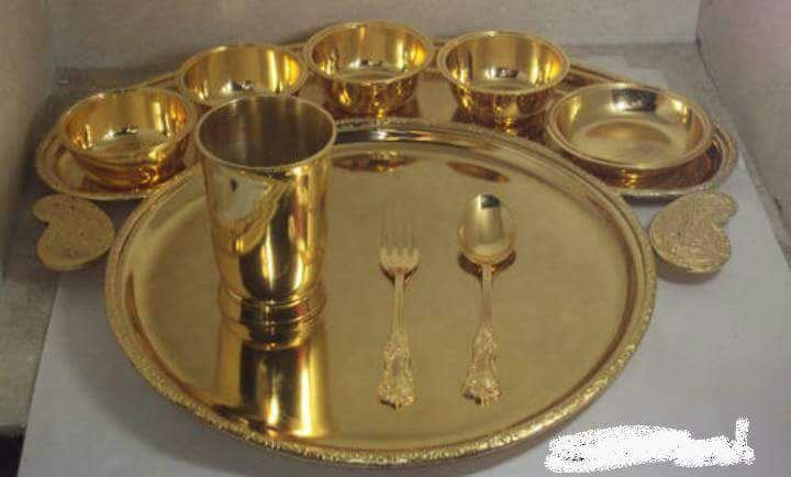 Brass Thali Set, Packaging Type: Box, Round