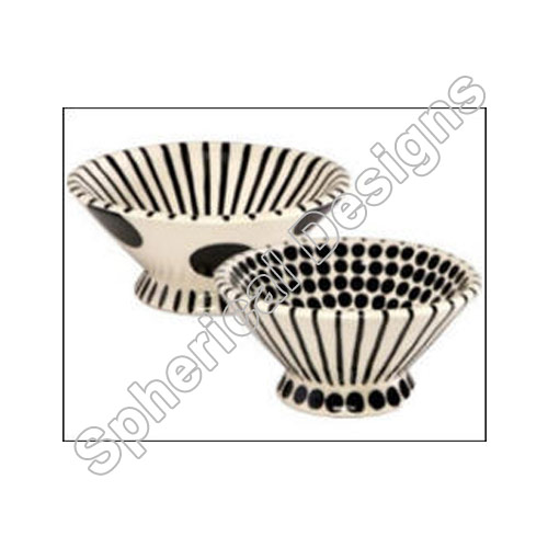 white with black layer Ceramic Serving Bowl, For Interior Decor