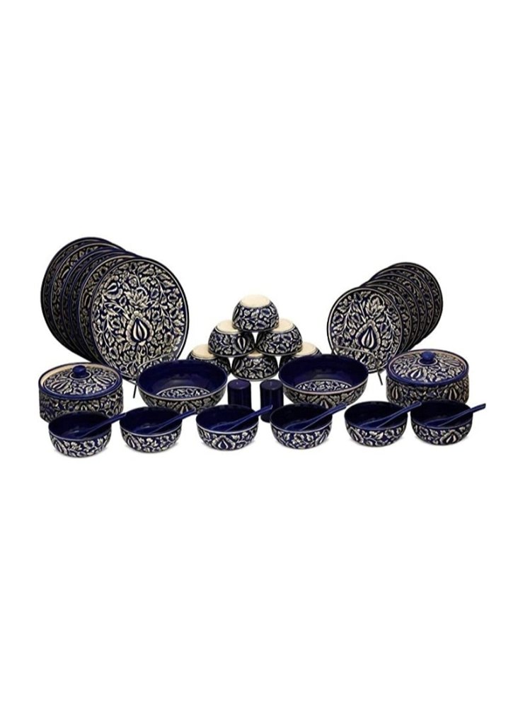 Ceramic Blue Pottery Dinner Set, For Home Hotel Restaurant, 37 img